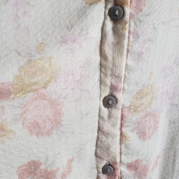 Free People Celia Floral Semi-Sheer Blouse, Size Large - Picture 7 of 12